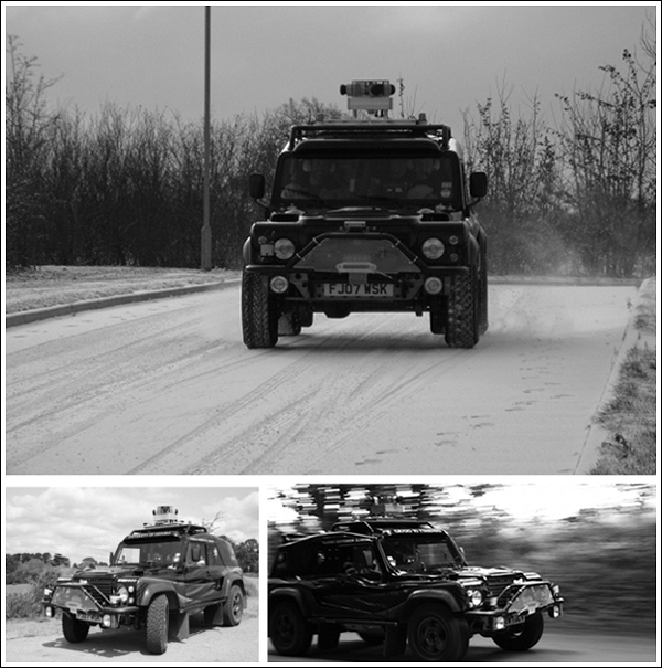 Роботизированный армейский Bowler Wildcat похож на Land Rover Defender, у которого позаимствованы некоторые компоненты. Система управления без водителя делает это авто первым настоящим автономным внедорожником. (Фото Oxford Mobile Robotics Group.)