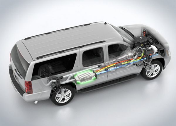 Chevrolet Suburban с интегрированным в выхлопную систему термоэлектрогенератором.